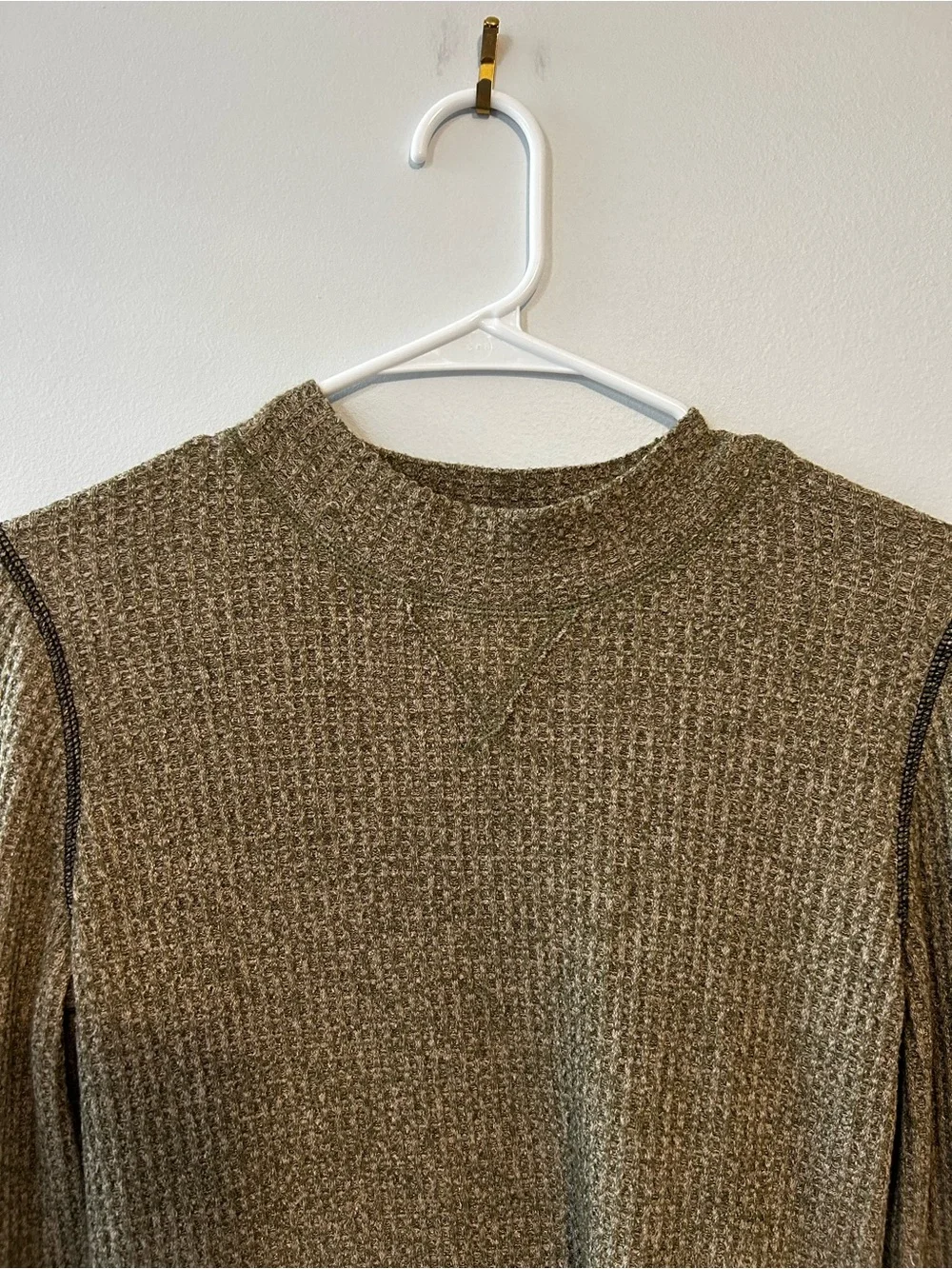 Free People Mountaineer Lace Up Cuff Thermal Waffle Top SZ Small
